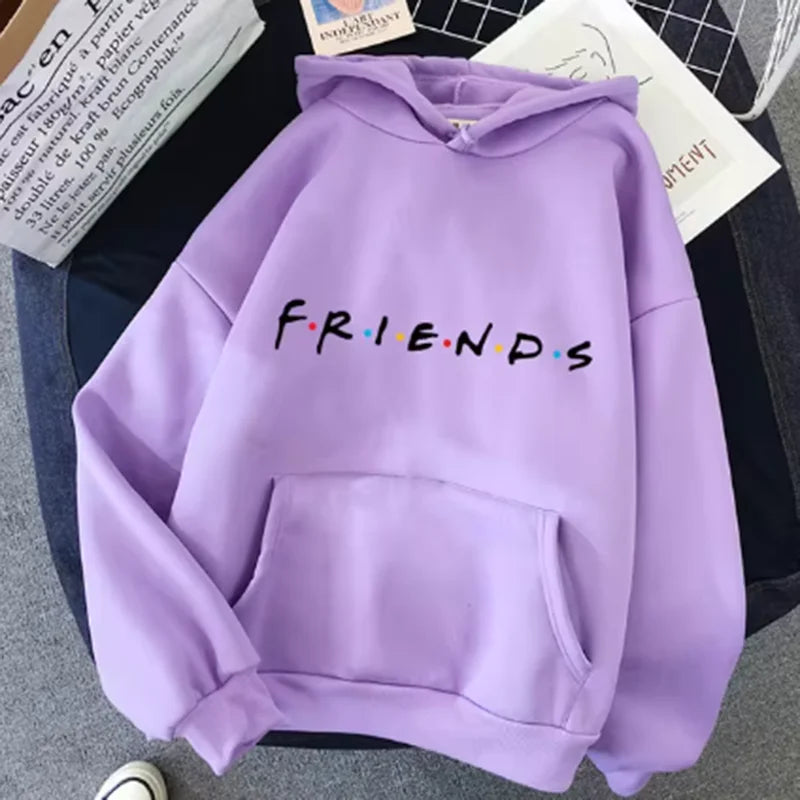 Women Friends Print Hoodie Long Sleeve Pullover Fashion Clothing Casual Solid Color Female Spring Autumn Fashion Streetwear - Matrix Studios