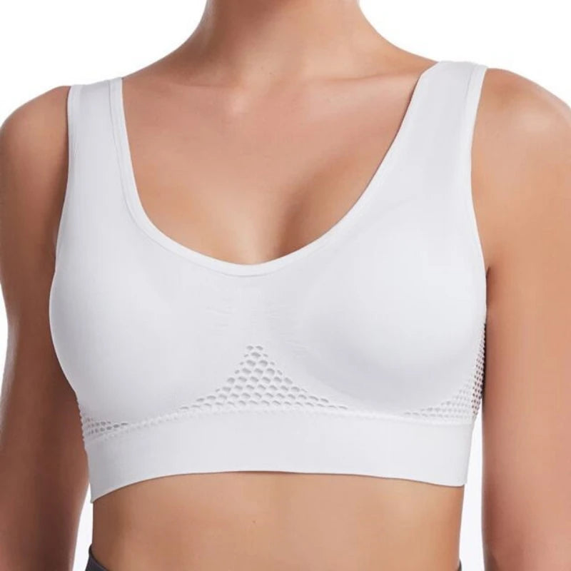 plus Size Grid Air Holes Sports Bra Shock-proof S-7XL Women's Underwear Yoga Running Brassiere Hollow out Vest without Underwire - Matrix Studios