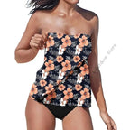 Strapless Tankini Swimsuits for Women 2 Piece Bathing Suits Bandeau Blouson Swim Top with Bottom - Matrix-studios.com