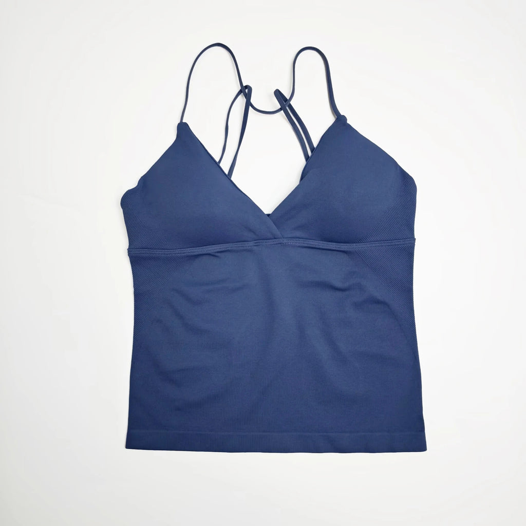 NCLAGEN Vision Twist Front Longline Top Women's Seamless Thin Straps Yoga Gym Workout Vest Running Tank Tops Fitness Clothing - Matrix-studios.com