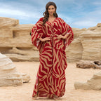 Kaftan Dresses for Women Wave Neck Swimsuit Cover Up Caftan Dress Plus Size Oversized Long Beach Dress - Matrix Studios