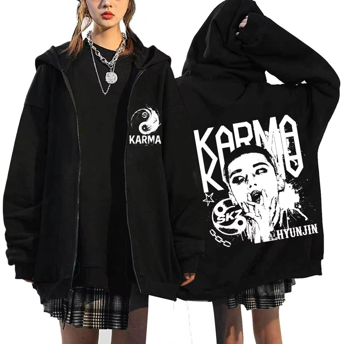 KPOP The 4th Album KARMA FELIX HAN BANGCHAN CHANGBIN HYUNJIN SEUNGMIN LEE KNOW Zip Up Women/Men Hoodie Sweatshirt Couple Clothes - Matrix Studios