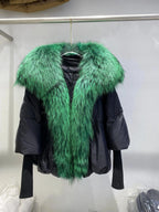 Loose Natural Real Fox Fur Collar Coat Thick New European Fashion White Duck Down Jacket Winter Women Warm Luxury Outerwear - Matrix Studios