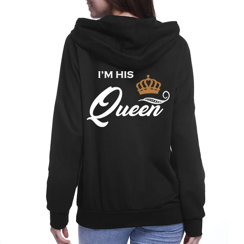 Printing Her King or His Queen Lover Hoodies Harajuku Fashion Casual Womens Men Clothing Lovers Sweatshirt  Couple Hoodies - Matrix Studios