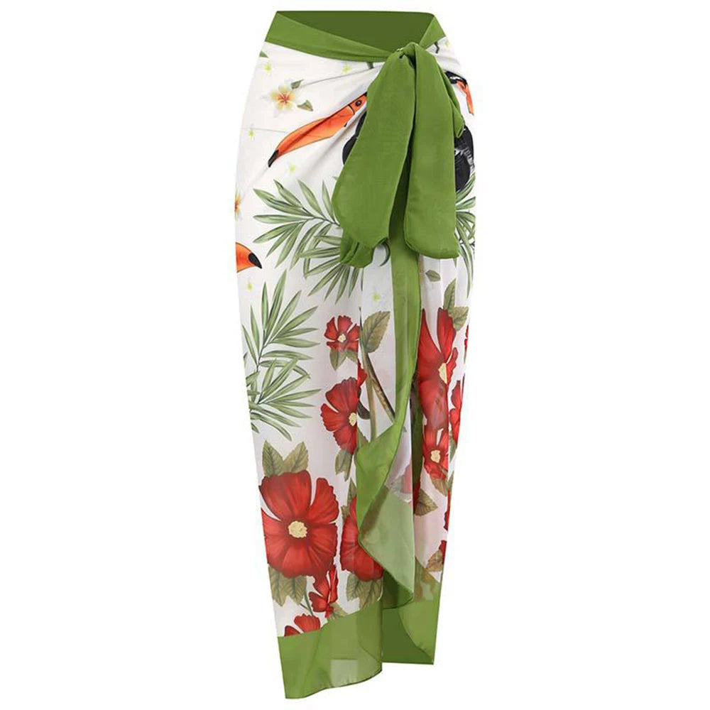 2026 New Sexy Print Retro Swimwear Beach Dress Cover Up Long Skirts Skirt Party Outfits Swimsuit Beachwear - Matrix Studios