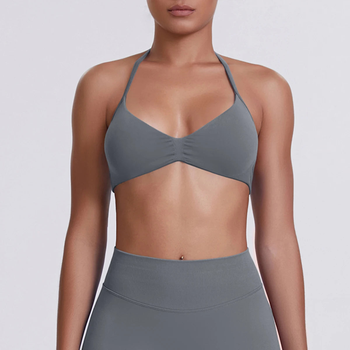 Sexy Neck Strap Bra for Woman Summer Breathable Backless Yoga Bra Women Fitness Solid Color Yoga Sports Bra Workout Top - Matrix-studios.com