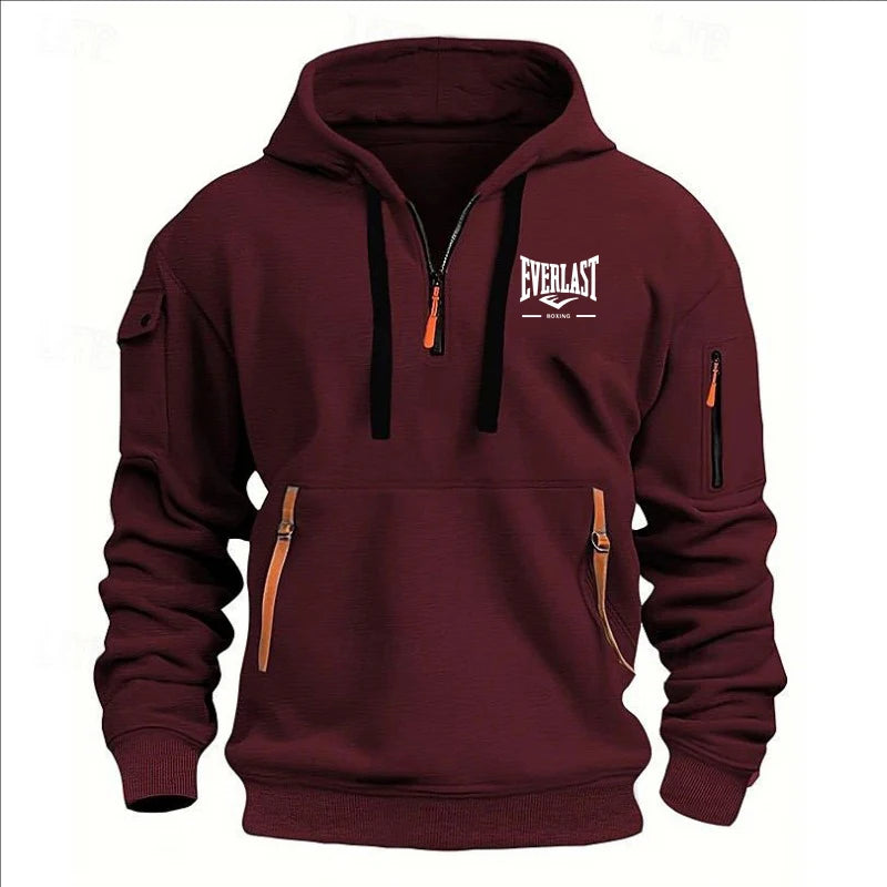Fashion autumn and winter men's brand clothing multi-zipper design printed hoodie casual sweatshirt loose hooded jumper - Matrix Studios