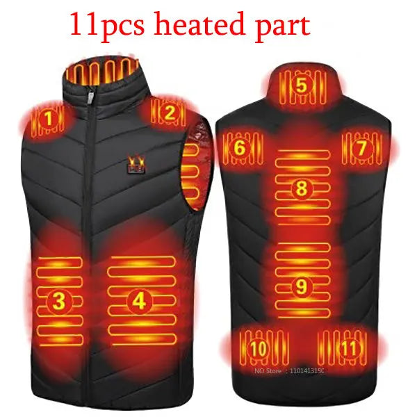 13 PCS Heated vest Jacket Fashion Men Women Coat Intelligent USB Electric Heating Thermal Warm Clothes Winter Heated Vest 열선조끼 - Matrix Studios