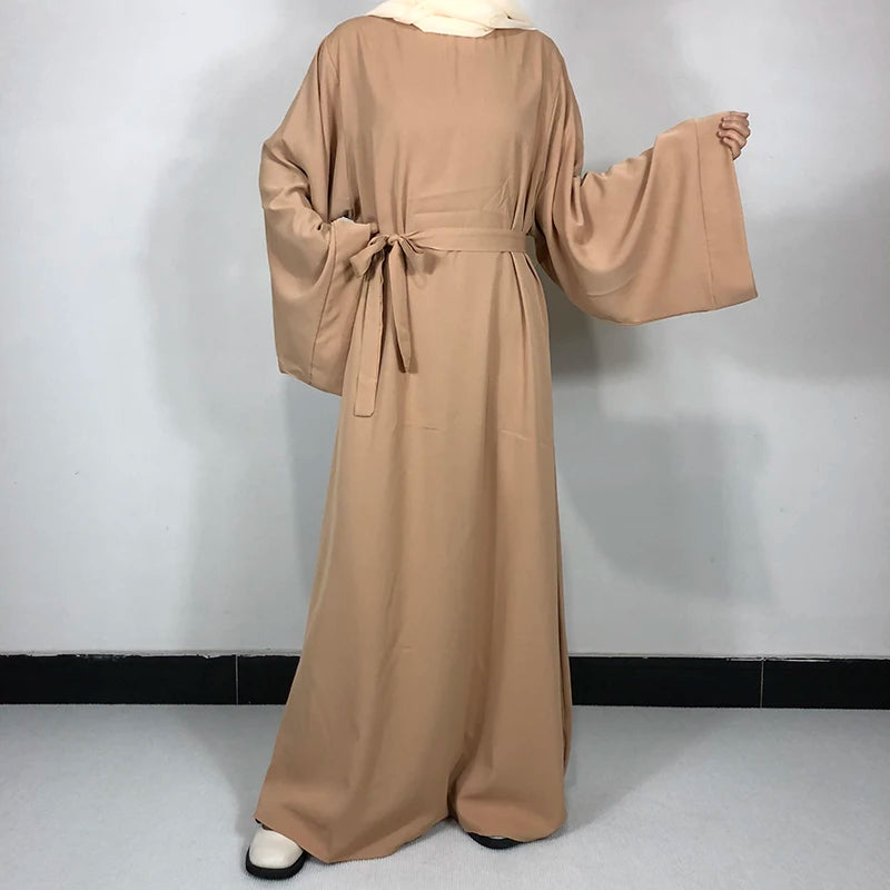 15 Colors Basic Plain Nida Abaya With Free Belt High Quality Muslim Women Modest Simple Dress EID Ramadan Islamic Clothing - Matrix-studios.com
