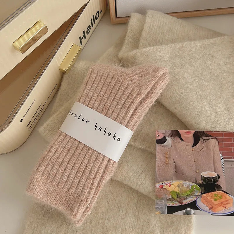 Winter Warm Cashmere Velvet Socks Fashion Harajuku Thick Mid Tube Socks Soft Sleep Home Socks Stripes Women Thermal Long Socks - Matrix Studios