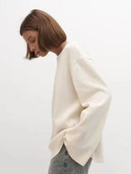 Original Backless O-neck Cotton Knit Sweater Autumn and Winter Women Simple Loose Soft Warm Elastic Daily Office Casual Sweater - Matrix Studios