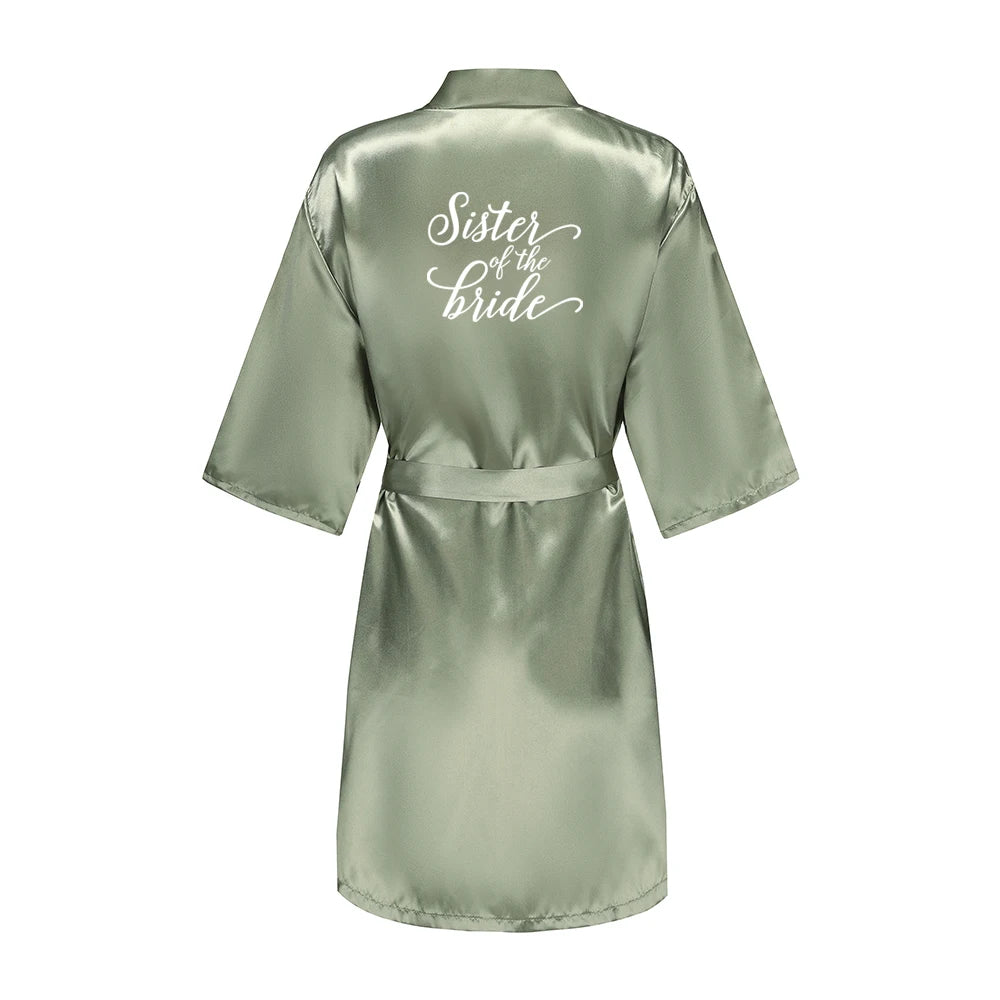 Women's Satin Robe Silk Kimono Bathrobe Pure Short Sexy Sleepwear Bridesmaid Bride Party Robes Grass Green