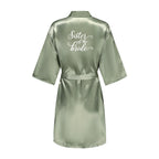 Women's Satin Robe Silk Kimono Bathrobe Pure Short Sexy Sleepwear Bridesmaid Bride Party Robes Grass Green