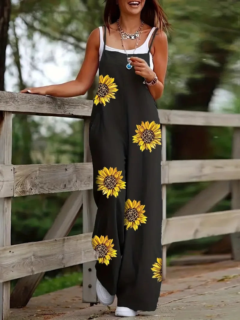 Women's Sleeveless Jumpsuit with Suspender Loose Casual Pocket Monochromatic Summer - Matrix Studios