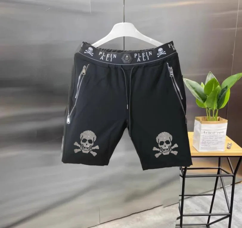 2025 Designer  Rhinestone  short Summer Luxurious Plein ali Hip Hop Male Brand Casual short pant