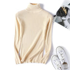 Casual Soft Polo-neck Jumper New Autumn Winter Women Knitted Turtleneck Sweater Fashion Slim Elasticity Solid Ribbed Pullovers - Matrix Studios