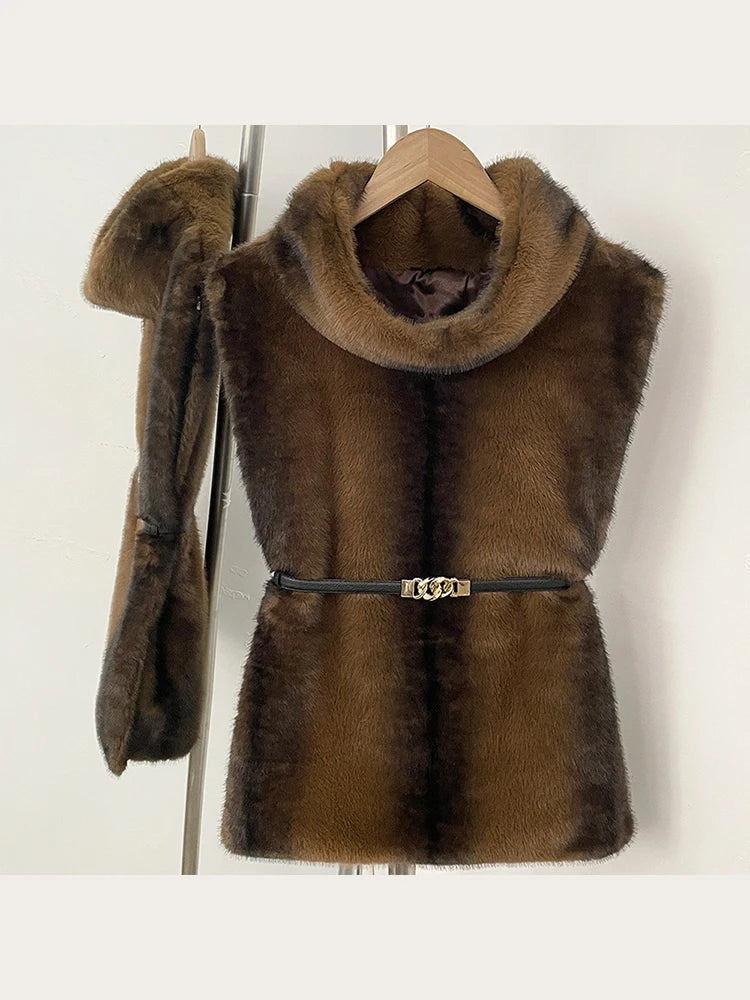 Mumaroho 2026 Winter Spring Women Faux Fur Sable Vest Crop Top Solid  Turtleneck Eco Mink Faux Fur Tank Tops Pullover Jacket - Matrix Studios