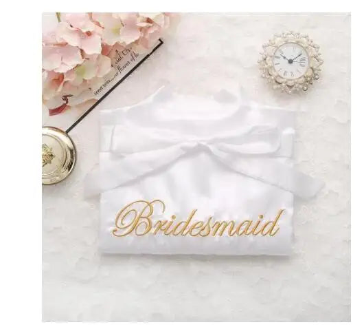 Bride Bridesmaid Wedding Robe Embroidery Kimono Bathrobe Gown Nightgown Casual Satin Short Women Sexy Nightwear Sleepwear - Matrix-studios.com