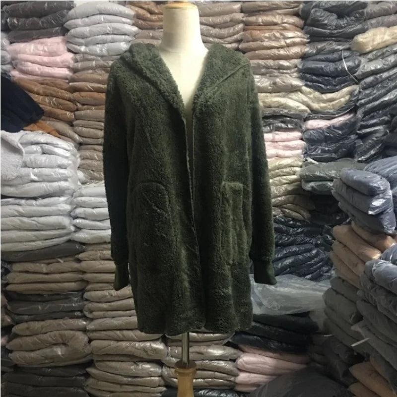 12 Colors Fleece Sweatshirt Long Cardigans Autumn Winter Female Long Sleeve Double Side Wear Flurry Loose Hoodie Coats Outwear - Matrix Studios