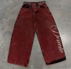 Y2K New Retro Centipede Embroidery Pattern Washed Oversized Wide-Leg Pants Street Gothic Harajuku Floor Pants For Men and Women - Matrix Studios