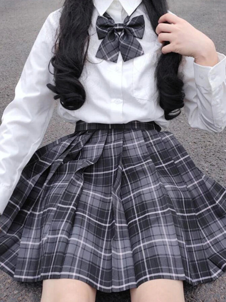 ZOKI Plaid Women Pleated Skirt Bow Knot Summer High Waist Preppy Girls Dance Mini Skirt Cute A Line Harajuku Sexy Japan Faldas - Matrix-studios.com
