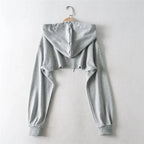 Hoodie Female Hoodie Personality Irregular Crop Ultra Short Style Long Sleeve Top Female Drop Shipping Sweatshirt Y2k Clothes - Matrix Studios