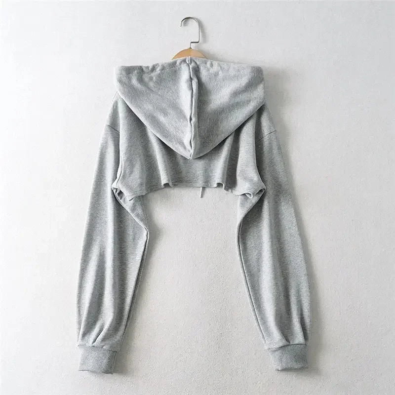 Hoodie Female Hoodie Personality Irregular Crop Ultra Short Style Long Sleeve Top Female Drop Shipping Sweatshirt Y2k Clothes - Matrix Studios