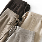 Light Luxury Cashmere Knit Wide Leg Pants Autumn and Winter Women's Fashion Loose Fit Plush Simple Casual Woolen Knit  Pants