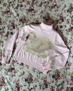 Black Swan Graphic Print Women Sweet Cute Turtleneck Knitted Sweater Y2K Style Winter Harajuku High Street Casual Warm Pullover - Matrix Studios