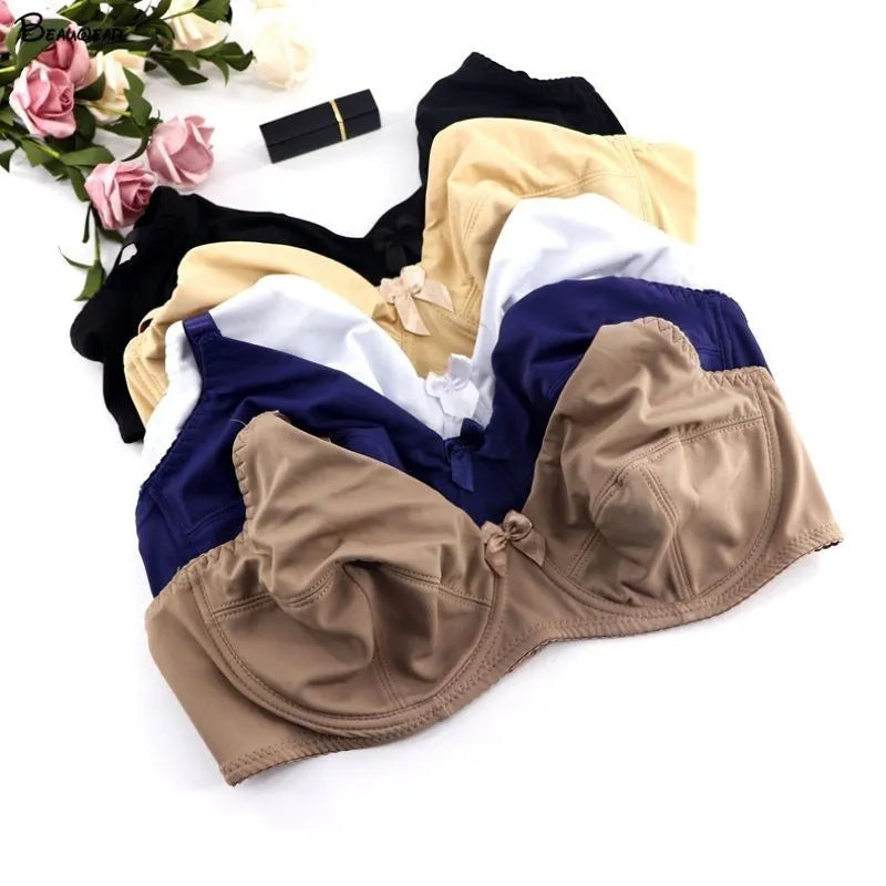 Beauwear Women Underwire Plus Size Bras Full Coverage Non Padded Brassiere Minimizer Underwear 36-52 D E F Color Black Nude BH - Matrix Studios
