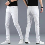 Fashion Mens Slim Fit Denim Pencil Pants High Quality Black White Skinny Stretch Jeans Mens High Street Jeans Four Season - Matrix Studios