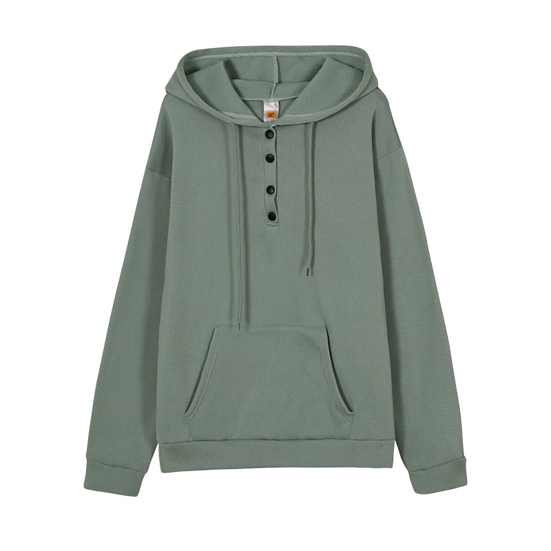 European and N Women's Long-sleeved Loose Casual Hooded Drawstring Pocket Hoodie - Matrix Studios