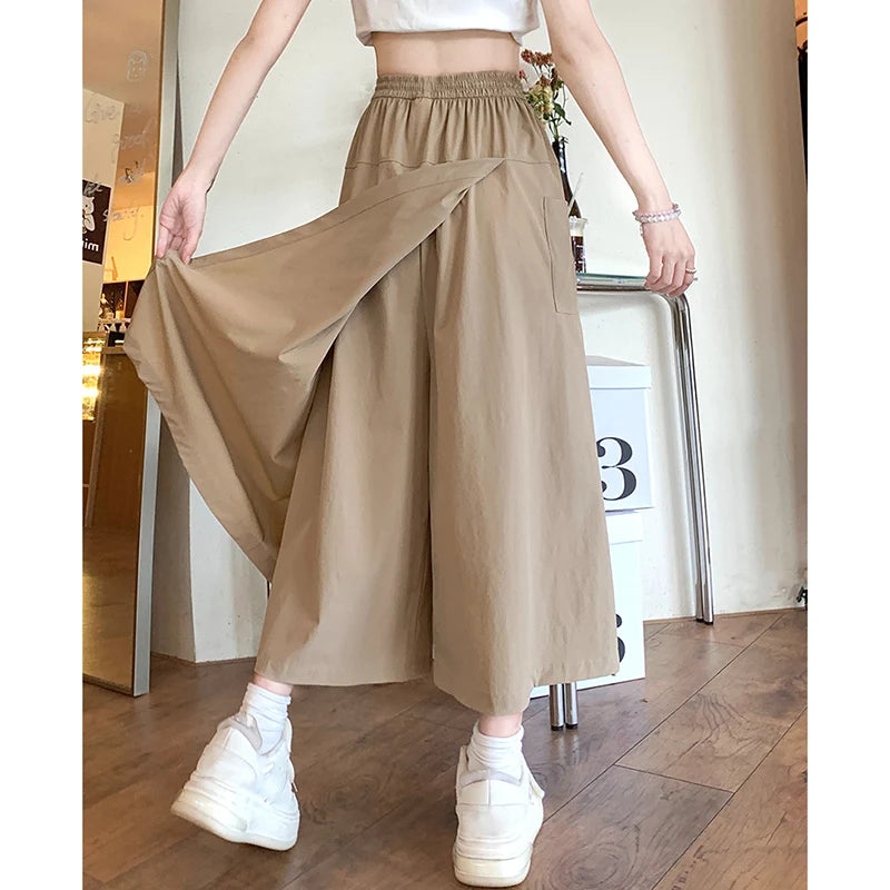 New Women Baggy High Waisted Designer Pants Lady Comfortable A-line Summer Trousers Female Fashion Versatile Wide Leg Slacks