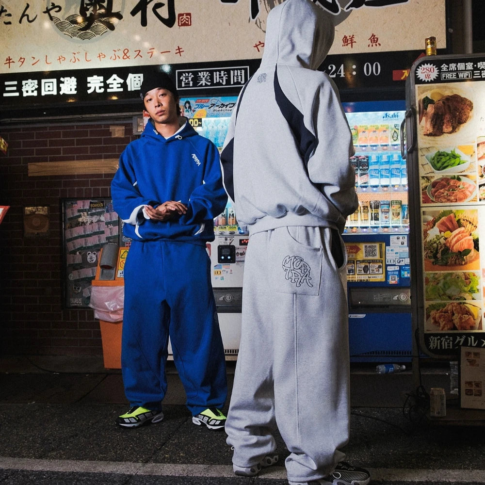 Autumn and winter new trendy men's and women's high street Japanese casual sports letter hooded sweatshirt and pants set