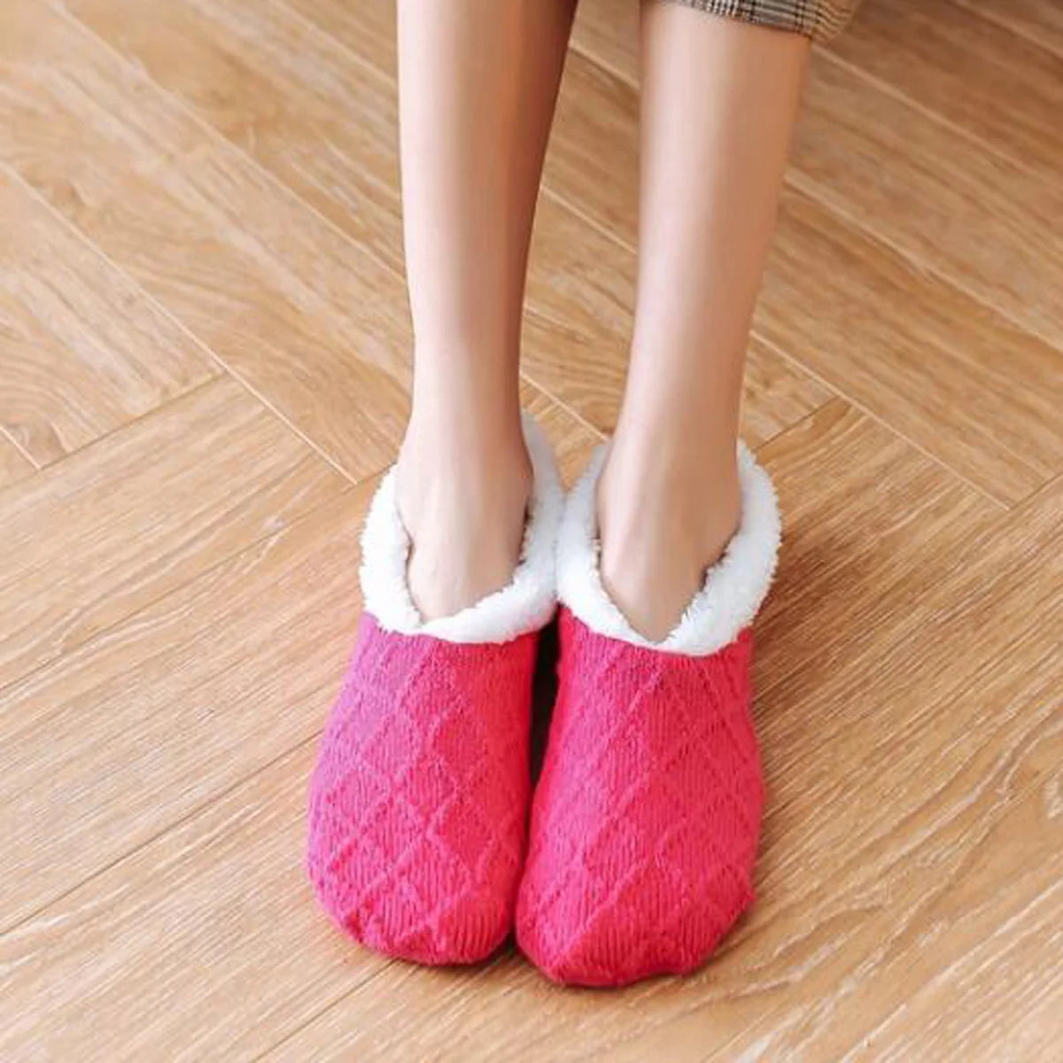 6/5/4/3/2/1Women's Warm Solid Color Floor Socks Non Slip Plush Knitted Coral Fleece Socks No Show Socks - Matrix Studios