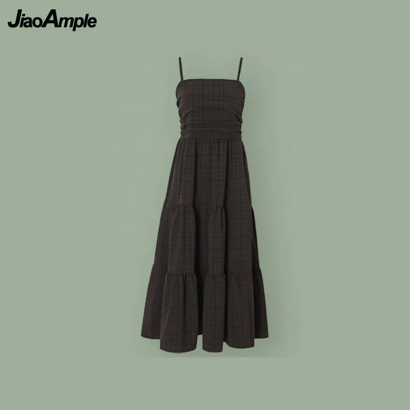 2026 Women's Spring Autumn New Knit Sweater+POLO Vest+Retro Plaid Strap Skirt 3-Piece Suit Lady Elegant Dress Matching Set - Matrix-studios.com