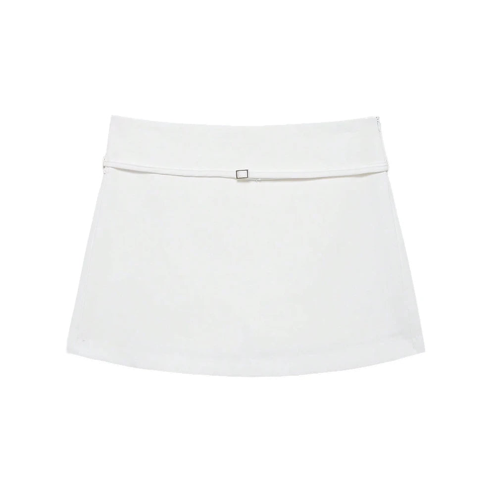 Women's Solid Color Skort with Belt Side Zipper Casual Shorts Skirts Fashionable And Stylish Women's Clothing - Matrix Studios