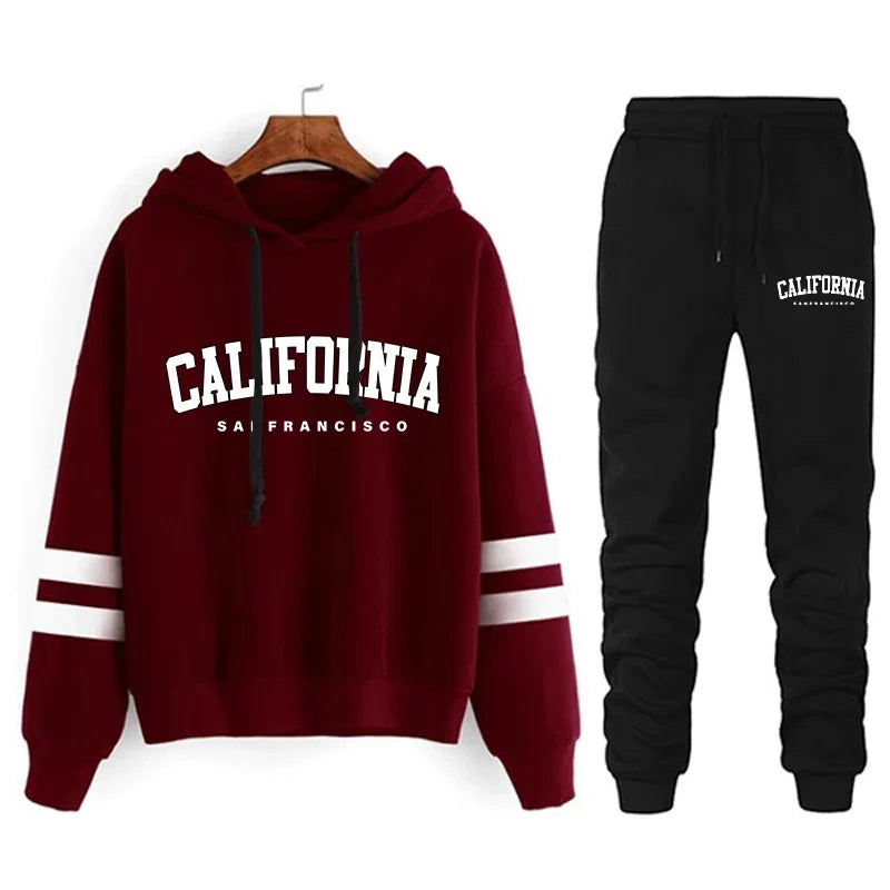 California Womens Tracksuit Casual Stripe Versatile Hooded Sweatshirt or Pants or Suit Simplicity Hot Sales Street Outfits S-3XL - Matrix-studios.com