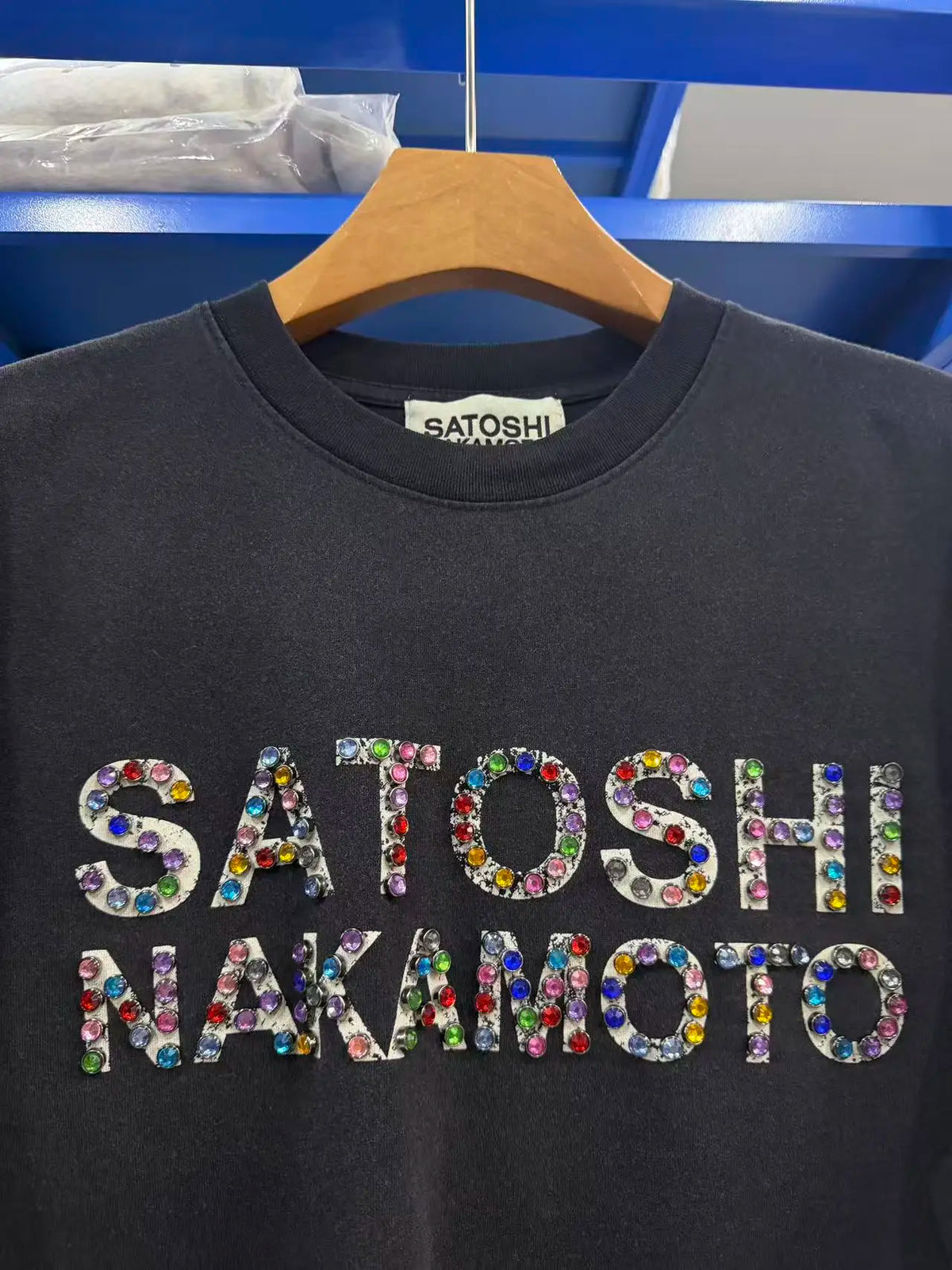 26SS Y2K High Quality American Retro Trendy Fashion Tops Satoshi Nakamoto hotfix rhinestone logo 100% cotton large size loose Men's Women's T-Shirt - Matrix-studios.com