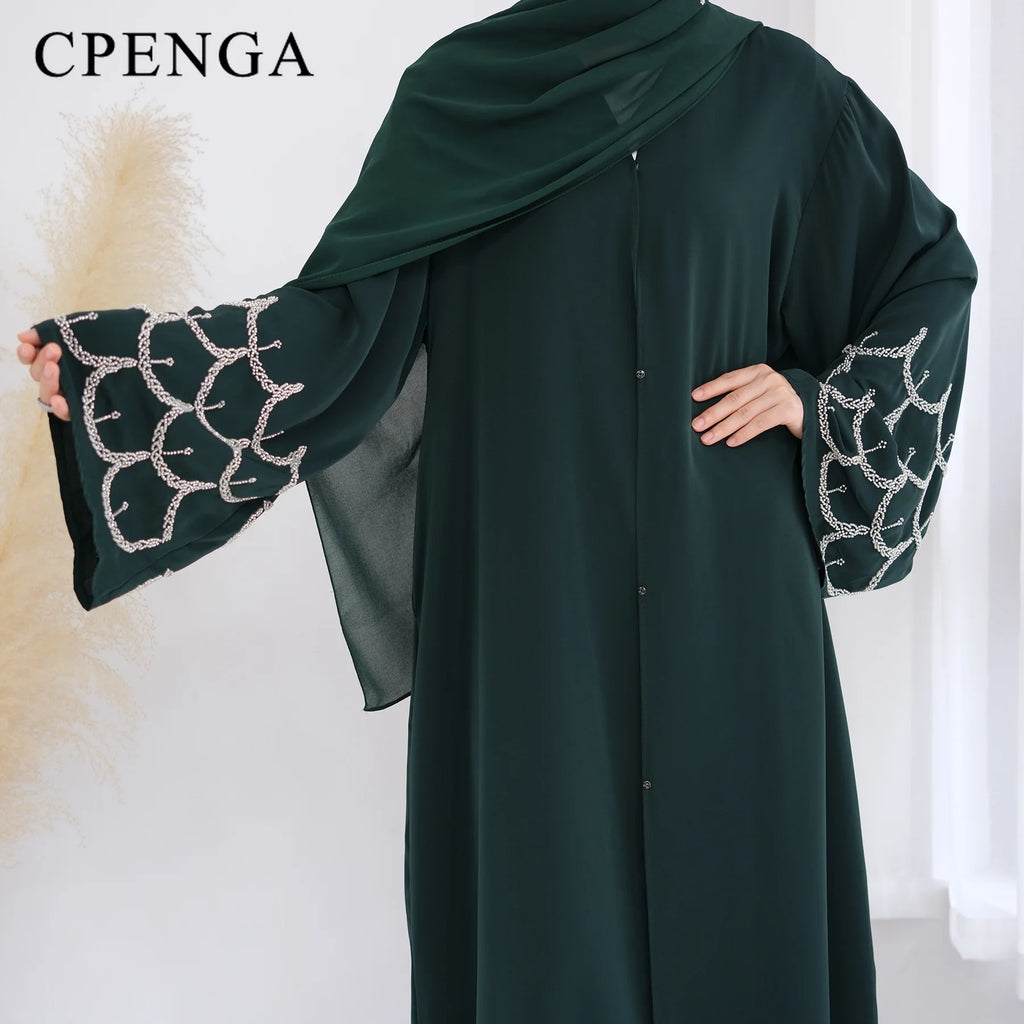 2025 Middle Eastern Islam Outfit for Muslim Women Luxury Dubai Modest Abaya Dress Eid Arabic Cardigan Plain Turkey Kaftan Robe - Matrix-studios.com