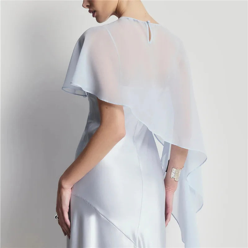 Womens Sheer Chiffon Irregular Cape Shawl Elegant Asymmetrical Mesh Bolero Shrug for Wedding Evening Party Formal Dress Cover Up - Matrix Studios