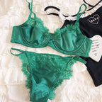 Sexy Underwear Set for Women Ultra-thin Bra Set French Lace Breathable Bralette Female Silk Comfort Bras and Thong Lingerie - Matrix-studios.com