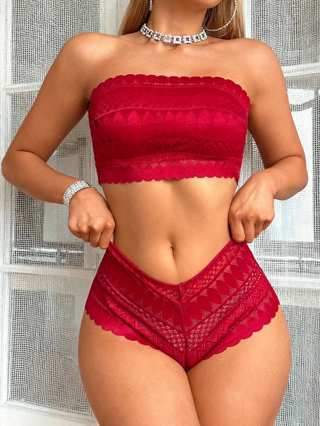 Strapless Bralette Set Lace Wireless Unpadded Bra and Panties Set for Women Comfortable Seamless Lingerie for Wedding S-XL - Matrix-studios.com