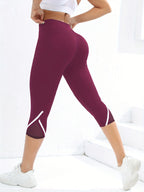 Mesh High Waist Yoga Pants Capri Leggings For Women, Tummy Control Workout Capri Leggings, Women's Activewear - Matrix-studios.com