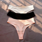 3 Pcs Seamless Ladies Ribbed Cotton Thong Simple Women's Low Waist Bikini Briefs Sports Girls Underwear Plus Size - Matrix Studios
