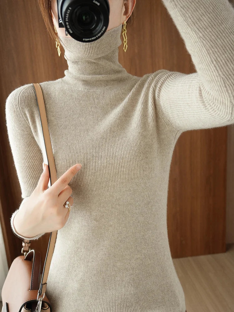2026 Autumn Winter Turtleneck Sweater Women Thick Warm Soft Female Slim Pullovers Women Sweater Ladies Solid Versatile Knitted - Matrix Studios