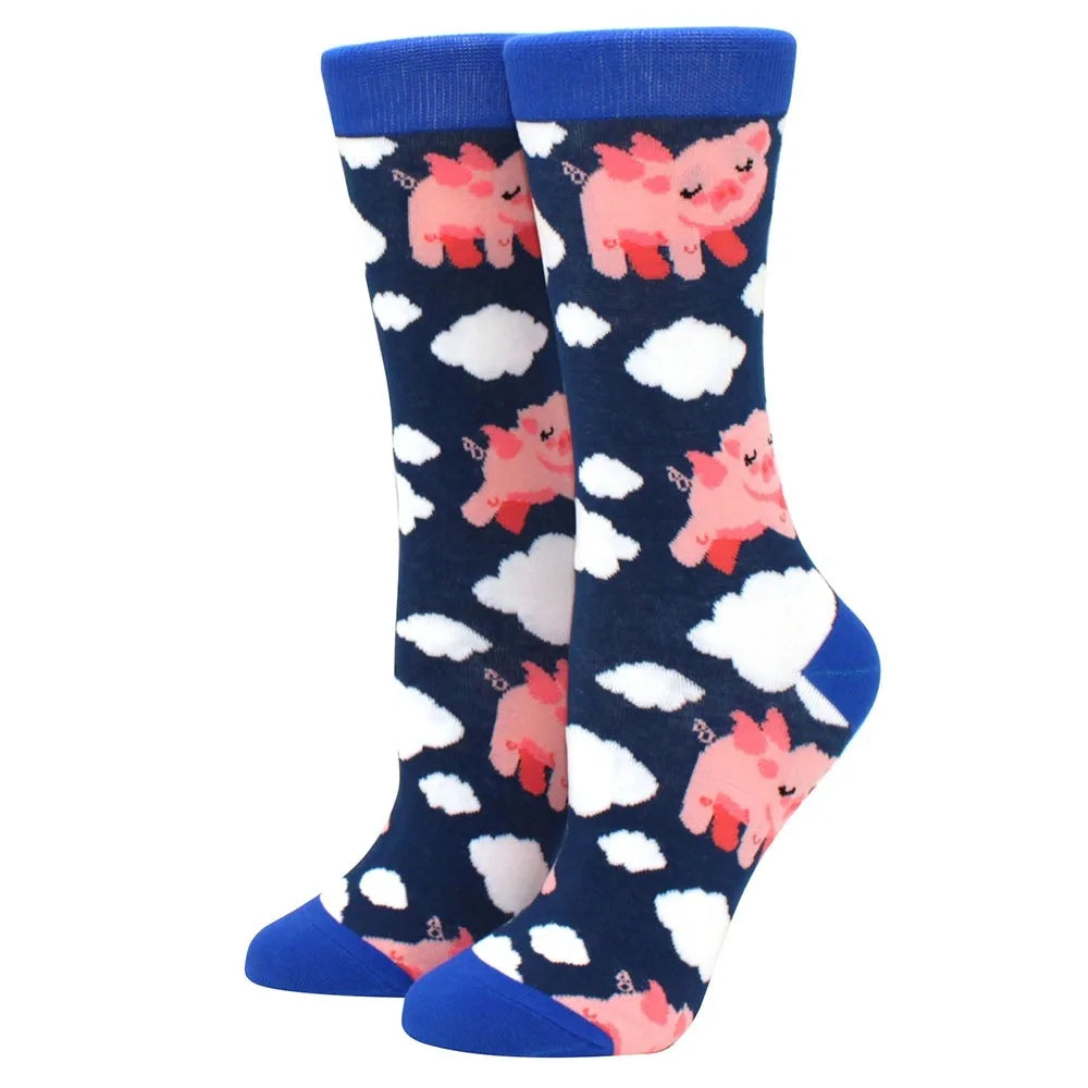 Novelty Woman Socks Harajuku Cotton Funny Happy Cartoon Cat Dog Pattern Unisex Socks Men Novelty Kawaii Socks - Matrix Studios