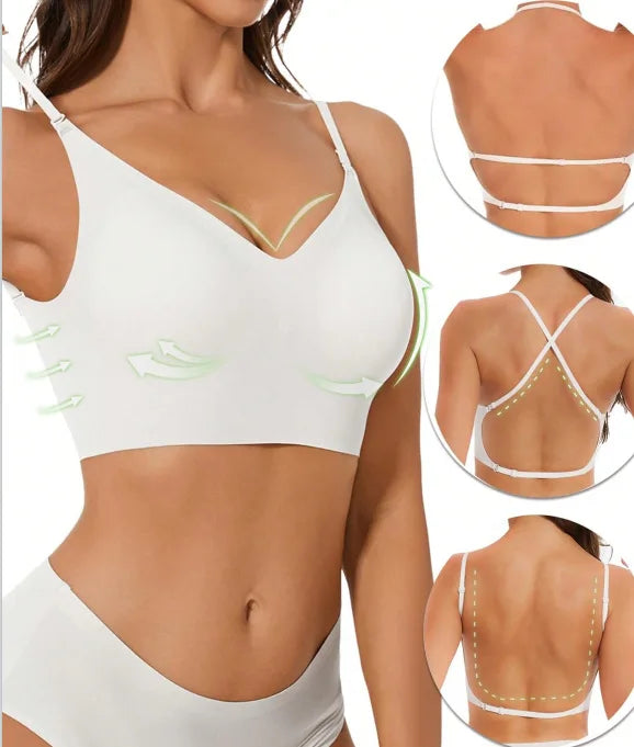 Women Invisible Bra Deep U Plunge Bras Backless Top for Dresses Sexy Lingerie with Transparent Strap Push Up Strapless Underwea - Matrix Studios