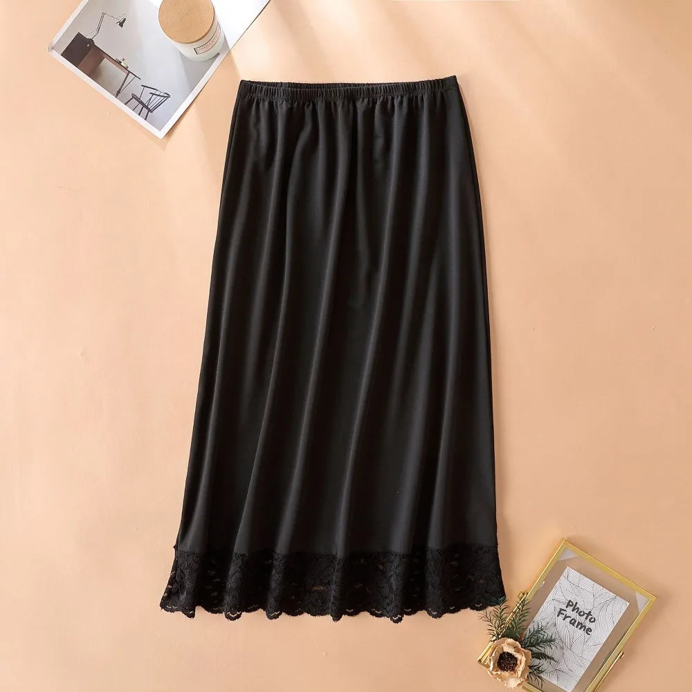 Thin Ice Silk Modal Female Half Length Skirt Lace Anti-Penetrating Underskirt Anti-glare Mesh Flower Innerwear Short Skirt Women - Matrix-studios.com