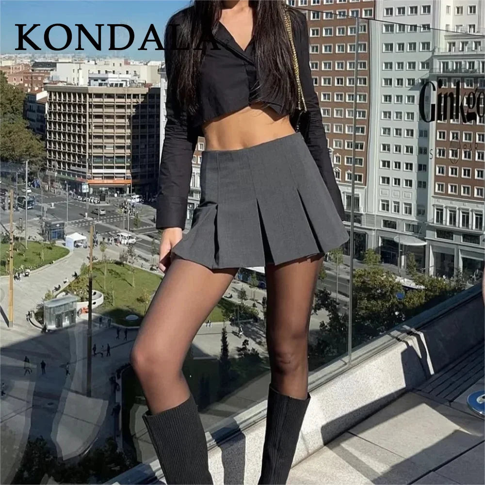 KONDALA 2026 Spring Summer Women Casual Tierred Mini Skirts Fashion Vintage Valentine‘s Day Ruffles Pleated Sexy Shorts Skirts - Matrix-studios.com